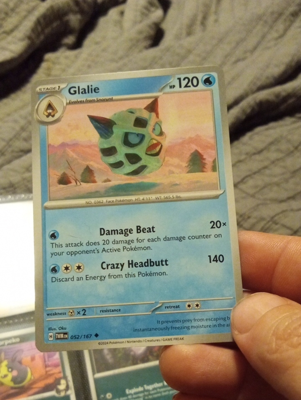 Pokemon Glalie Card - Light Blue Artwork